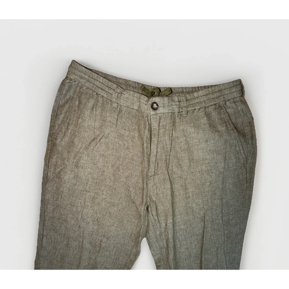 Banana Republic Linen Blend Mason Athletic Tapered Fit Men's 35x27 Olive Green